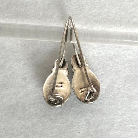 Sterling Silver 925 Dainty Black Onyx White Freshwater Pearl Dangle Earrings - Picture 4 of 16